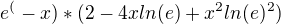 $e^(-x)*(2-4xln(e)+x^2 ln(e)^2)$