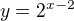 $y=2^{x-2}$