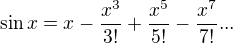 kopírovat do textarea $\sin x = x - \frac{x^3}{3!} + \frac{x^5}{5!} - \frac{x^7}{7!}...$