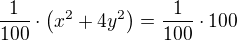 kopírovat do textarea $\frac{1}{100}\cdot\(x^2+4y^2\)=\frac{1}{100}\cdot 100$