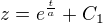 $z=e^{\frac{t}{a}}+C_1$