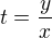 $t=\frac{y}{x}$