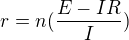 $r=n(\frac{E-IR}{I})$