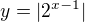 $y= |2^{x-1}|$