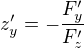 $z'_y=-\frac{F'_y}{F'_z}$