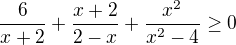 $\frac{6}{x+2}+\frac{x+2}{2-x}+\frac{x^{2}}{x^{2}-4}\ge0$