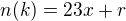 $n(k)=23x+r$
