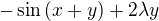kopírovat do textarea $-\sin{(x+y)}+2\lambda y$