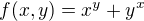 $f(x,y) = x^y+y^x$