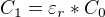 $C_{1}=\varepsilon _{r}*C_{0}$