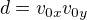 $d=v_{0x}v_{0y}$