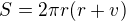 $S=2 \pi r(r+v)$