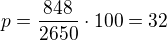 $p=\frac{848}{2650}\cdot 100=32$