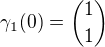 $\gamma_1(0)={1 \choose 1}$