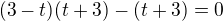 kopírovat do textarea $(3-t)(t+3)-(t+3) = 0$