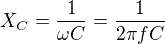 kopírovat do textarea $X_{C}=\frac{1}{\omega C}=\frac{1}{2\pi fC}$