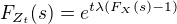 $F_{Z_t}(s) = e^{t\lambda (F_X(s)-1)}$