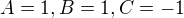 kopírovat do textarea $A=1,B=1,C=-1$