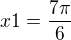 $x1 = \frac{7\pi }{6}$
