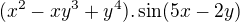 $(x^{2}-xy^{3}+y^{4}).\sin (5x-2y)$
