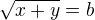 $\sqrt{x+y} = b$