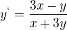 $y^`=\frac {3x-y}{x+3y}$