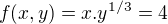 $f(x,y)=x.y^{1/3}=4$