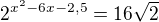$2^{x^2-6x-2,5}=16\sqrt 2$