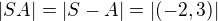 $|SA|=|S-A|=|(-2,3)|$