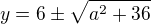 $y=6\pm\sqrt{a^2+36}$