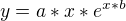 $y=a*x*e^{x*b}$