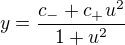 $y=\frac{c_-+c_+u^2}{1+u^2}$