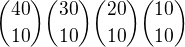 ${40\choose10}{30\choose10}{20\choose10}{10\choose10}$