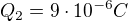 $Q_{2}=9\cdot 10^{-6} C$