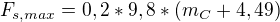 $F_{s,max} = 0,2*9,8*(m_C + 4,49)$