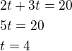 kopírovat do textarea $2t+3t=20\nl5t=20\nlt=4$
