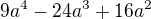 kopírovat do textarea $9 a^4-24 a^3+16 a^2$