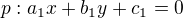 $p: a_1x+b_1y+c_1=0$
