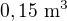 $0,15\ \text m^3$