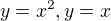 $y=x^{2}, y=x$