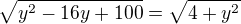 kopírovat do textarea $\sqrt{y^2-16y+100}=\sqrt{4+y^2}$