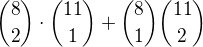 ${8\choose2}\cdot{11\choose1}+{8\choose1}{11\choose2}$