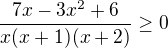 kopírovat do textarea $\frac{7x-3x^{2}+6}{x(x+1)(x+2)}\ge 0$