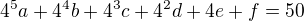 $4^5a+4^4b+4^3c+4^2d+4e+f=50$