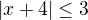 $|x+4|\le 3$