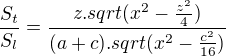 kopírovat do textarea $\frac{S_t}{S_l}=\frac{z.sqrt(x^2-\frac{z^2}{4})}{(a+c).sqrt(x^2-\frac{c^2}{16})}$