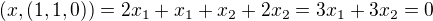 $(x, (1,1,0))=2x_1+x_1+x_2+2x_2=3x_1+3x_2=0$