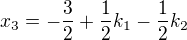 kopírovat do textarea $x_3=-\frac 32+\frac 12 k_1 -\frac 12k_2$