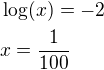 kopírovat do textarea $\log(x)=-2\nlx=\frac{1}{100}$