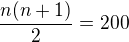 kopírovat do textarea $\frac{n(n+1)}{2}=200$